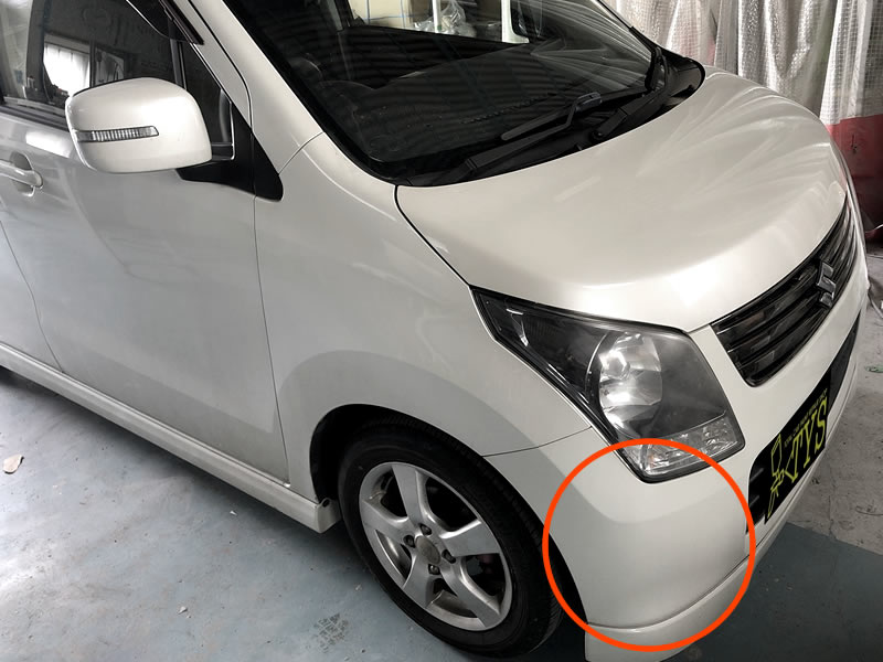 フォグランプ廻り及びフォグランプ移植の一例／施工前